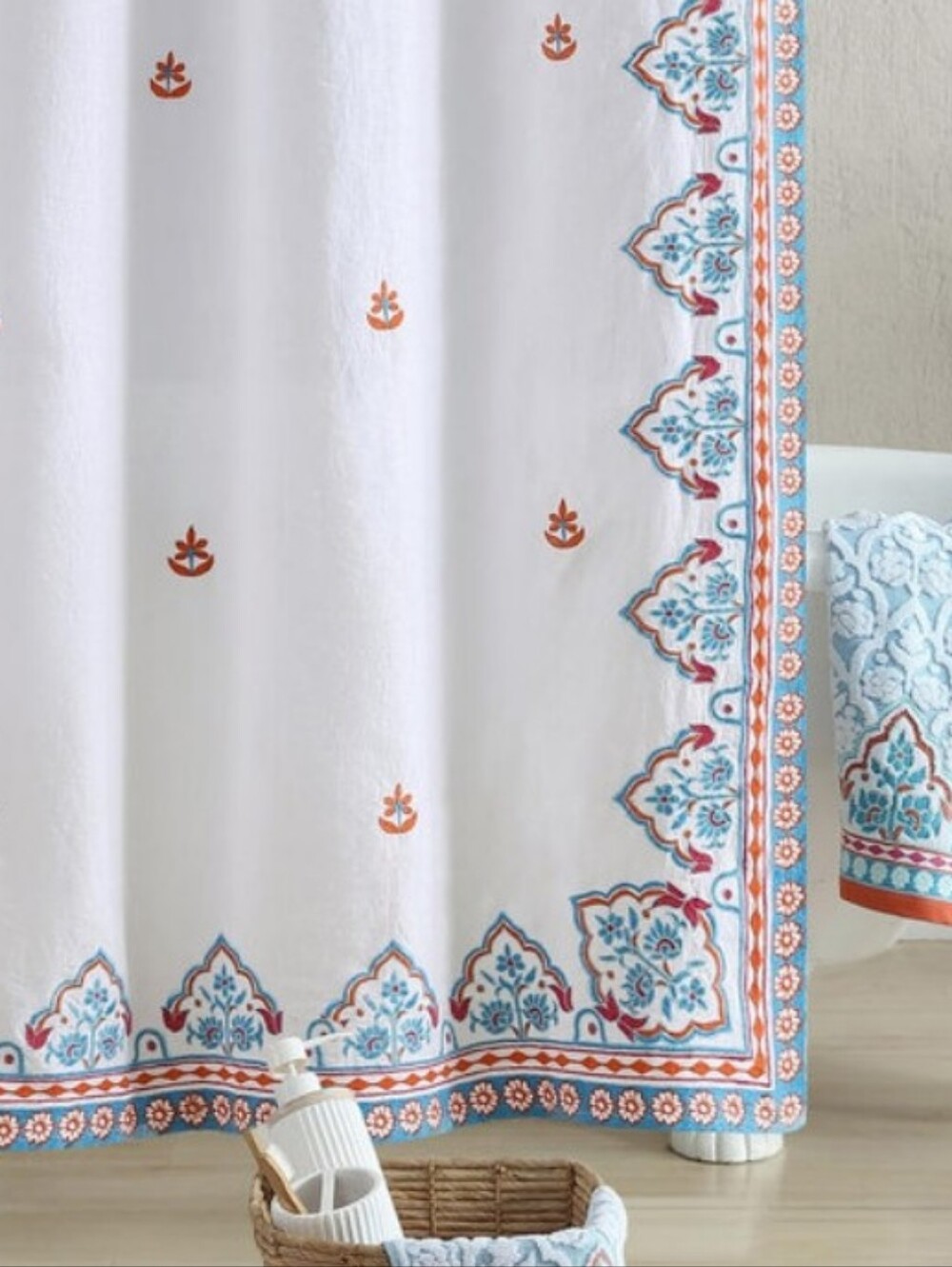 John Robshaw Sheetal  Shower Curtain  Peacock